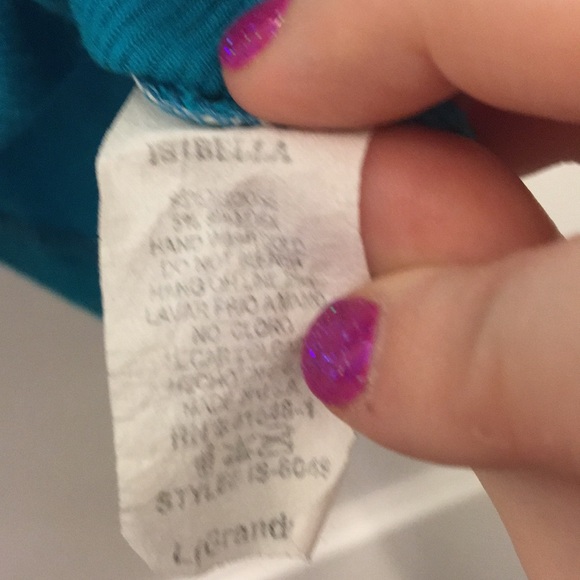 Turquoise Zip Down Ruffle Ribbed Top - Picture 6 of 6